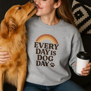 Retro Rainbow Dog Lover Sweatshirt: Cozy Dog Mom Pullover