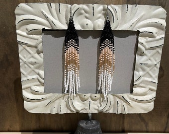 Beaded fringe boho earrings