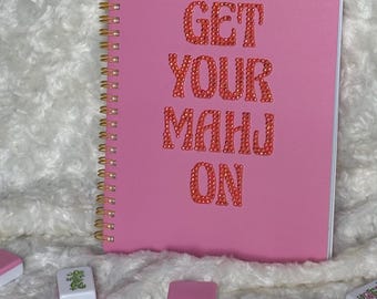 Get Your Mahj On - bedazzled mahjong notebook