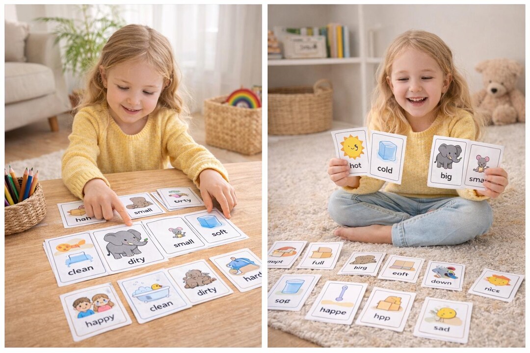 Opposites Flash Cards | Preschool Opposites Printable | 16 Antonym ...