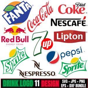 Pakiet logo napojów SVG, logo Coca-Coli, logo Diet Coke, logo Fanta, logo Lipton, Nespresso, Pepsi, RedBull, 7up, Sprite, png, svg, pliki eps