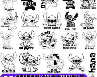 Stitch And Lilo SVG  Bundle, Cute Stitch, Stitch outline, Angel svg, stitch clipart, stitch png, lilo Cartoon, stitch svg cricut, cutfiles