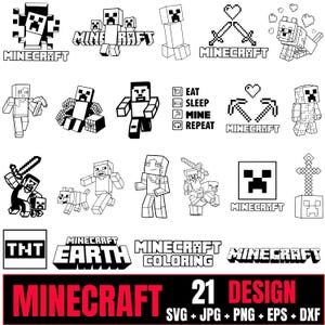 Paquete SVG de Minecraft, SVG de juego de Minecraft, regalo de cumpleaños de Minecraft, SVG de jugador, personajes de Minecraft, imágenes prediseñadas de juegos de Minecraft, archivos de corte vectorial