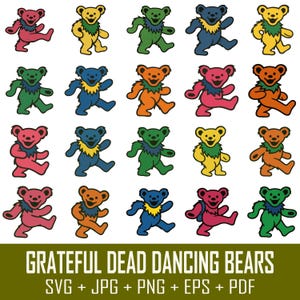 File SVG di Grateful Dead Dancing Bears, Grateful Dead SVG, Orso spaventoso, SVG divertente, File Cricut, File Silhouette, File vettoriale, Cutfile SVG