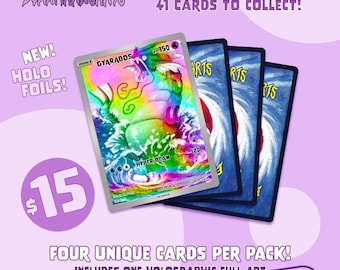Original Art Cards - Set 2 - Pack of Four Custom Trading Cards PKM