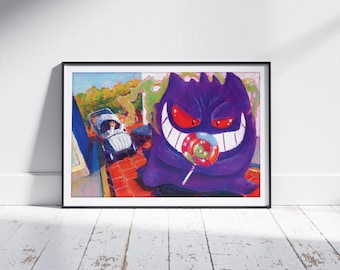 The not-so-friendly ghost. Pastel Illustration 11"x14" print on 100lb gloss cover PKM Art