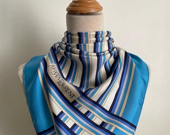 Vintage Yves Saint Laurent Silk Scarf Vintage Headscarf Neckscarf Women Vintage Accessories (31x31 inch)