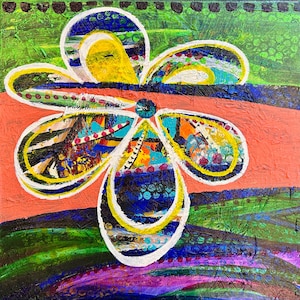 Eye of the Elsewhere – Abstract Eye Painting, Surreal Acrylic Wall Art, Visionary Floral Artwork, Spiritual Decor, Intuitive Art Canvas