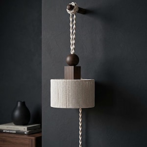 Plug in Wall Sconce Lamp :Woven Rope  Shade , Bedside Light
