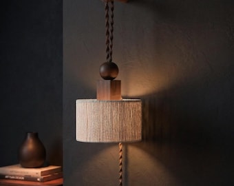 Handmade Woven Rope Plug-in Pendant Light - Custom Color Rustic Lamp