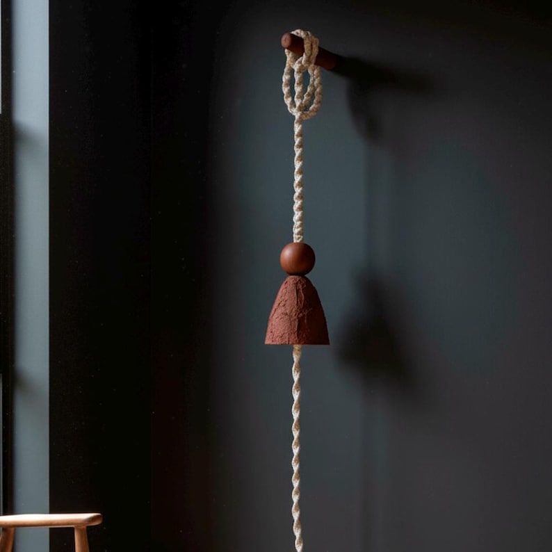 Unique Plug in Terracotta Wall Scone: Macrame Cord Pendant | Rustic Boho Lighting image 5