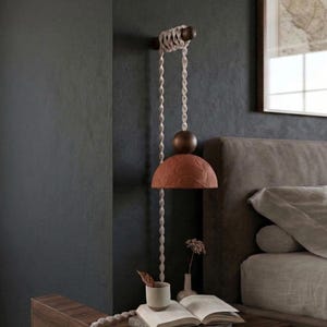 Plug in Handmade Terracotta Pendant Lamp – Wabi Sabi Rustic Wall Sconce