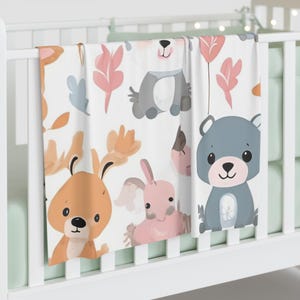 Cute Animal Baby Swaddle Blanket, Cozy Newborn Gift, Nursery Decor, Autumn Baby Shower, Soft Blanket for Infants, Baby Sleep Blanket