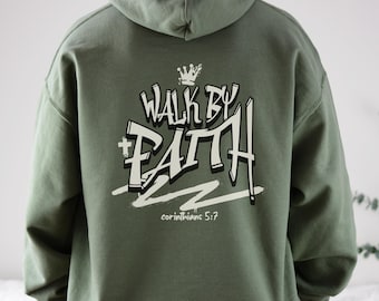 Sudadera cristiana para hombre, sudadera "Camina por fe", regalo con versículo bíblico para esposo, sudadera con capucha de Jesús, regalo para papá cristiano, sudadera cristiana