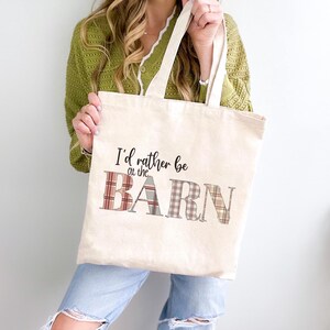 Country Barn Cotton Canvas Tote Bag: Farm Life Reusable Market Bag