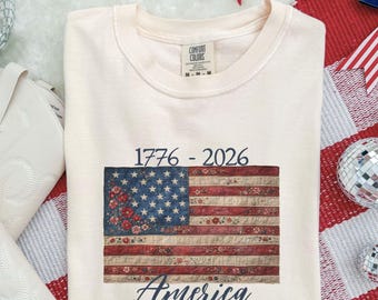250th America Anniversary Shirt, US 250 Years Comfort Colors Tshirt, Patriotic Faux Quilted Tee, Semiquincentennial 4th of July Gift
