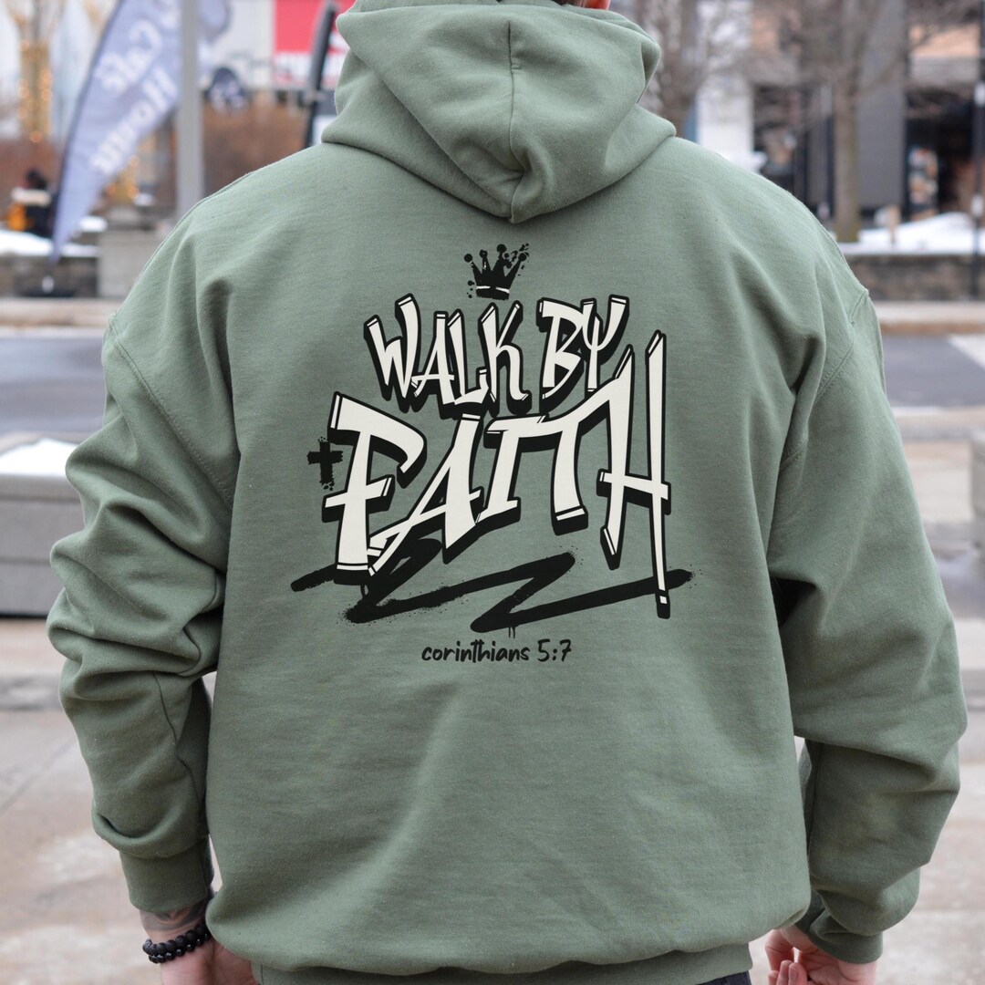 Men's Christian Hoodies Walk by Faith Christian Hoodie Bible Verse ...