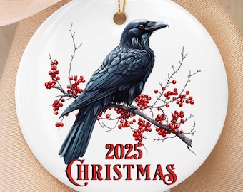 Gothic Raven Christmas Ornament: Dark Yule Tree Decor