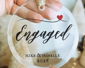 First Christmas Engaged Glass Ornament, Personalized Engagement Gift, Mr And Mrs Gift, Custom Couple Gifts