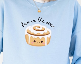 Bun in the Overn Pregnancy Sweatshirt, Cute Baby Reveal Sweater, Funny Pregnant Announcement Shirt, Baby Shower Crewneck