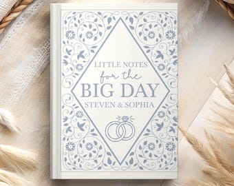 Regalo de compromiso para novia, diario de compromiso personalizado, planificador de bodas, cuaderno de recuerdo con lazo personalizado y nombres.