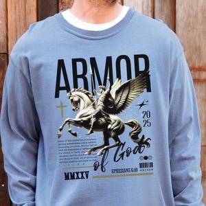 Comfort Colors Armor of God Men's Shirt, Christian Long Sleeve T-Shirt, Bible Verse Tee, Religious Gift, Mens Jesus Shirt, Christian Faith
