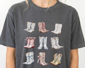 Cowboy Boots Shirt, Comfort Color Cowgirl Tee, Western Graphic Tshirt, Gift for Country Lovers, Concert Tee, Homestead Gift