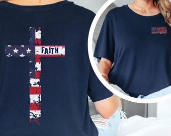 American Faith Tshirt, Christian Pride T-Shirt, Faith Based Shirts, Patriotic Jesus Gift, Religious Tee, Youth Group Tshirts