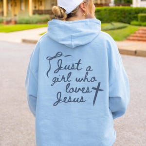 Trendy Christian Hoodie: &quot;Just a Girl Who Loves Jesus&quot; Bible Verse Sweatshirt
