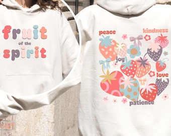 Coquette Bible Verse Sweatshirt, Christian Women's Hoodie, Pink Fruit of the Spirit Shirt, Faith Based Sweater, Religious Hooded Pullover