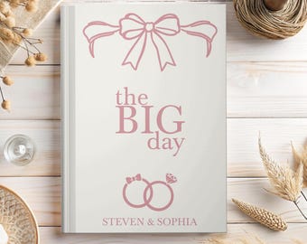 Regalo de compromiso para novia, diario de compromiso personalizado, planificador de bodas, cuaderno de recuerdo con lazo personalizado y nombres.