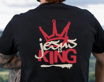 Jesús es Rey Camiseta Cristiana para Hombres Camiseta Cristiana para Hombres Camiseta con Versículo Bíblico Camiseta con Escrituras Camiseta del Evangelio Merchandising Cristiano Cruz de Jesús