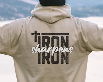 Herren Christian Hoodies Eisen schärft Eisen Christian Hoodie Bibel Vers Hoodies Jesus Hoodie Christian Men Geschenke Christian Sweatshirt Gott