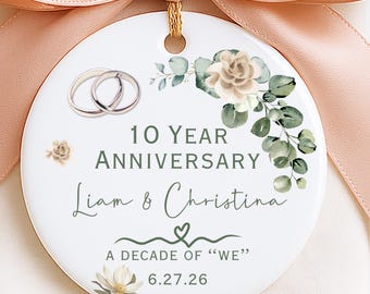 Regalo per il decimo anniversario, ornamento personalizzato per il decimo anniversario, regalo personalizzato per il decimo anniversario di matrimonio, regalo per coppie, regali per il decimo anniversario