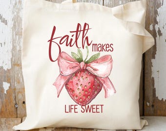 Christliches Geschenk, Glaube macht das Leben süß Tasche, christliche Frauengeschenke, Bibelstudientasche, religiöse Muttertaschen, Kirchentaschen