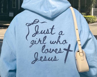 Coquette Christian Hoodie, Jesus Lover Sweatshirt, Bible Verse Sweater, Blue Christianity Gift, Womens Faith Hoodies