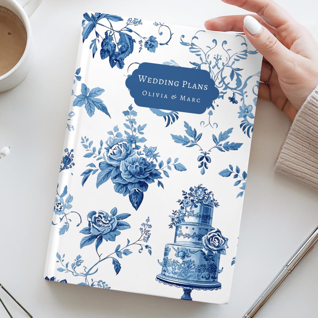 Personalized Wedding Planning Notebook, Blue Toile Bride Journal ...