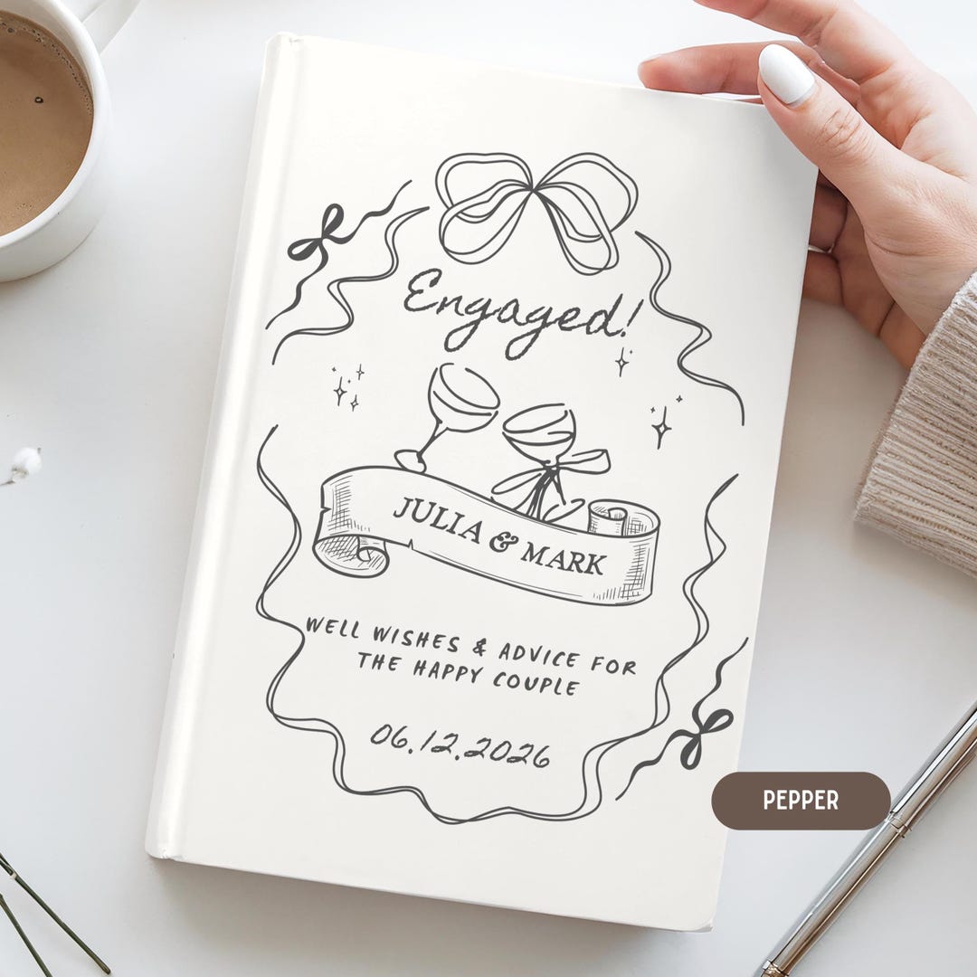 Engaged Journal Engagement Party Guest Book Personalized Wedding Guest Book Engaged ...
