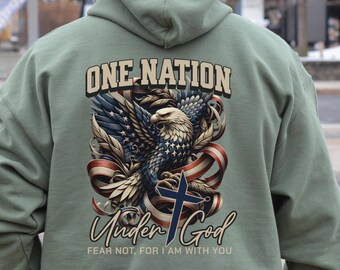 One Nation Under God Sweatshirt, Men's Christian Hoodie, Bible Verse Hoodies, Jesus Sweater, Christian Shirts, Gift for Christian Husband