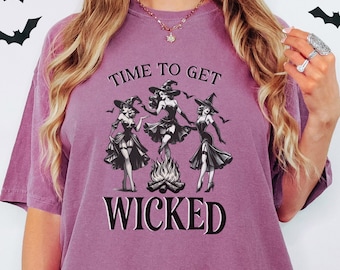 Vintage Hexe Halloween Shirt: Komfort Farben Spooky Season Tee