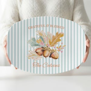 Thanksgiving Serving Platter Personalized Family Name Custom Oval Dish Unbreakable Microwave Safe Dishware Holiday Table Celebration Gift