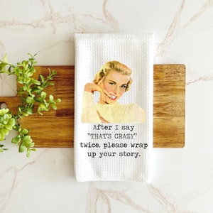 funny kitchen towel, waffle weave towel, cute kitchen towel, funny dish towel, Valentine day gift, galentines gift