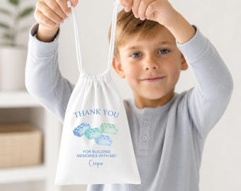 Building Brick Birthday Favor Bags: Thank You for Building Memories