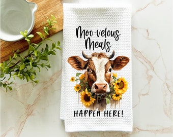 farm animal kitchen towel, farmhouse kitchen decor, farm kitchen gift, funny kitchen towel, waffle towel, funny dish towel, kitchen humor