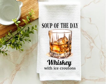 Whiskey Kitchen Towel, Funny Bar Cart Decor, Housewarming Gift