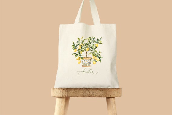 personalized lemon tote bag, lemon bachelorette, lemon wedding tote, citrus bag, lemon gift bag, bachelorette welcome favor bag