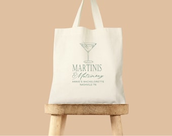 Martinis and matrimony tote bag, wedding welcome bag, bridal party bag, custom wedding tote, bachelorette gift bag, destination wedding tote