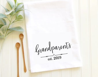 grandparents kitchen towel, custom personalized tea towel, wedding gift for newlyweds, bridal shower gift, housewarming gift