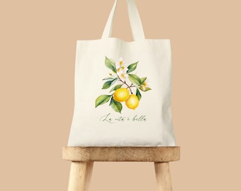 La Vita e Bella Lemon Tote Bag, Italian Cotton Canvas