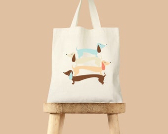 Dachshund tote bag, dog lover gift, tote bag canvas, canvas tote bag, book bag, mother's day gift, market bag, gift for dog lover